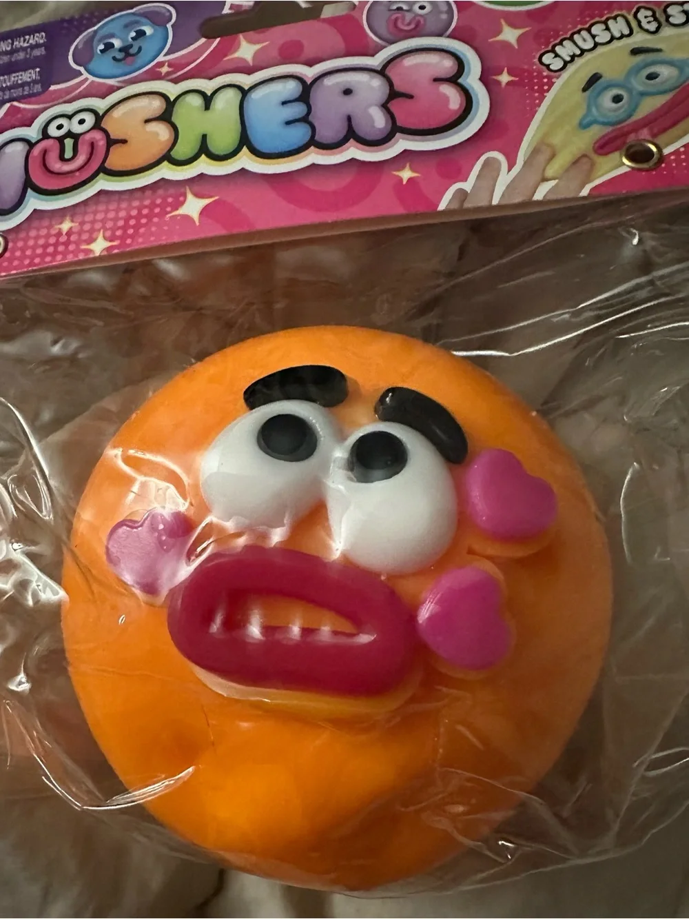 Smushers Orange Heart-Face Squishy Sensory Toy - Kids Learning Toy